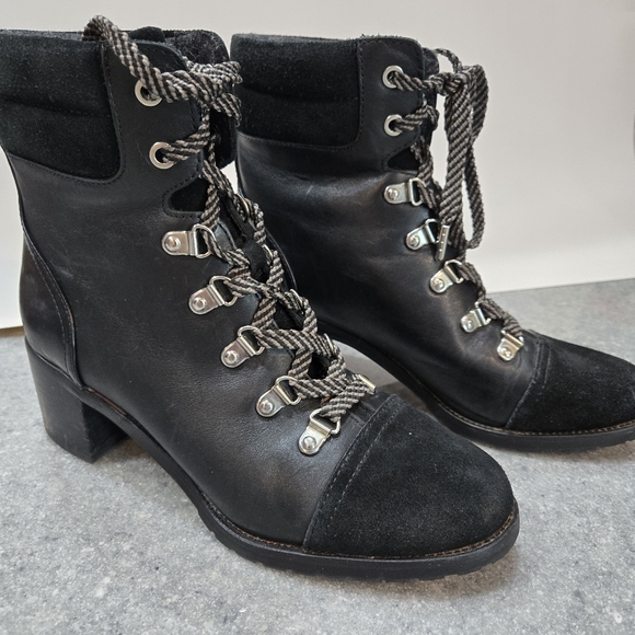 Sam Edelman Women's 7M Manchester Black Ankle Booties  Cap Toe Lace Up EU37 - Picture 1 of 10